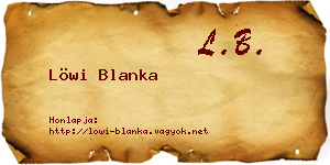 Löwi Blanka névjegykártya